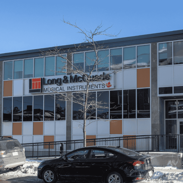 long & mcquade music storefront in winter