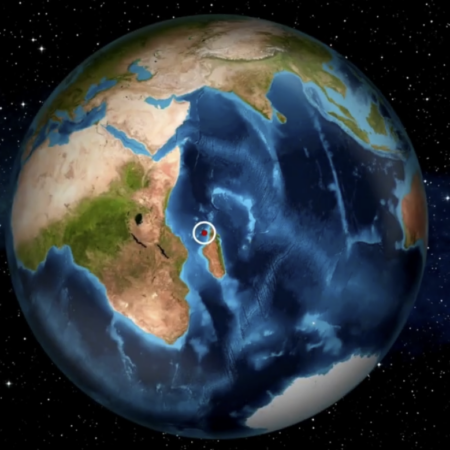 globe terrestre : cible sur madagascar et locéan indien