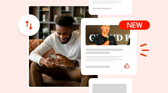 young man using smartphone app with notifications