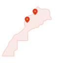 abstract orange pixelated map silhouette