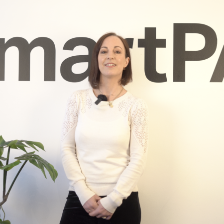 smartpa corporate presenter headshot with logo