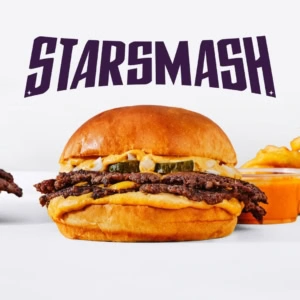 burger Écrasé au fromage sur brioche, frites spirales Taster Starsmash