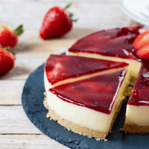 tarta de queso glaseada con fresas