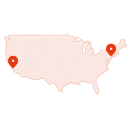 textured orange map of the continental united states