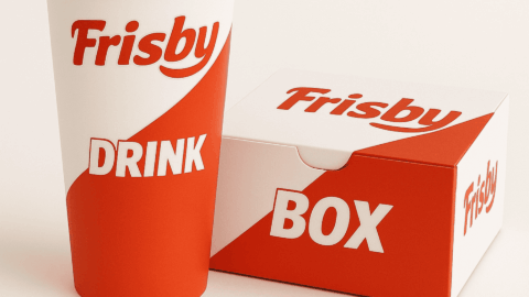 vaso y caja frisby rojos de comida para llevar