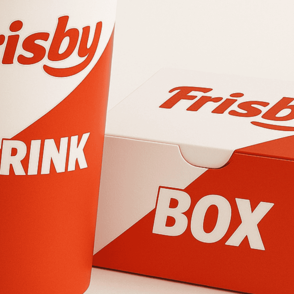 vaso y caja frisby rojos de comida para llevar