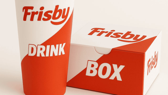 vaso y caja frisby rojos de comida para llevar