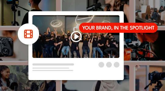 brand spotlight video thumbnail with play icon