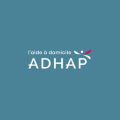 logo adhap : aide à domicile, motif pétales colorés