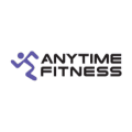 logo anytime fitness con pittogramma corridore viola
