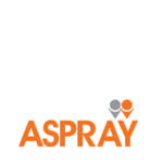 aspray logo: orange wordmark with embracing figures