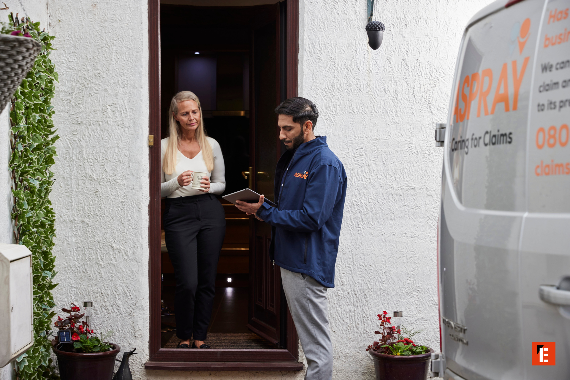service technician home visit at doorstep