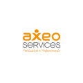logo axeo services orange et gris, particuliers & professionnels
