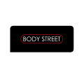 body street logo: rotes oval auf schwarzem hintergrund