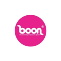 logo pastille magenta « boon » avec logotype blanc arrondi