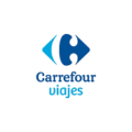 carrefour viajes: logotipo azul minimalista