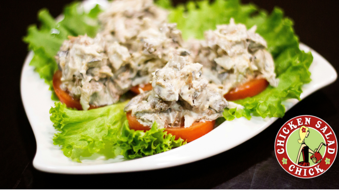 chicken salad chick: creamy chicken on tomato rounds