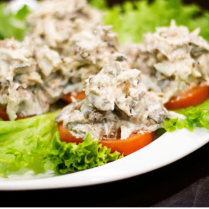 chicken salad chick: creamy chicken on tomato rounds
