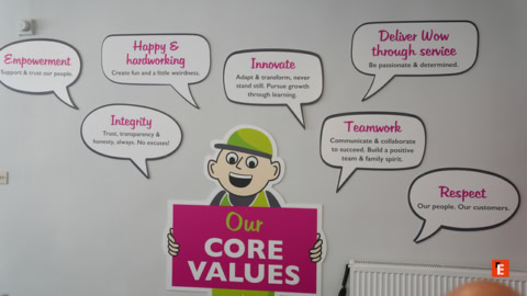 murale des valeurs d’entreprise au bureau