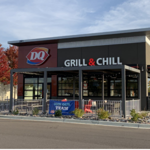 dairy queen grill and chill patio with autumn trees