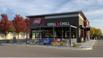 dairy queen grill and chill patio with autumn trees