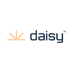minimalist daisy logo in peach and navy