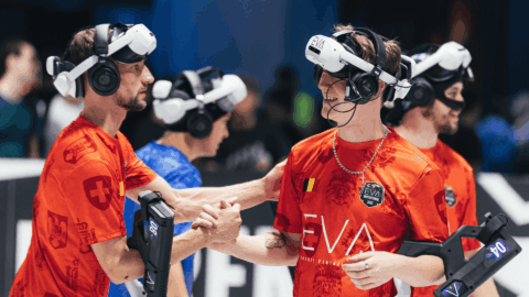 apretón de manos en torneo vr de esports