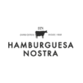 logotipo minimalista de hamburguesa nostra con emblema hn