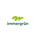 immergrün logo: grünes blatt emblem und wortmarke
