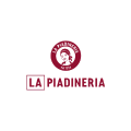 logo la piadineria con emblema circolare bordeaux