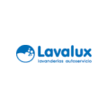 logotipo lavalux: lavandería autoservicio azul
