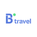 logotipo minimalista b para viajes azul con punto verde