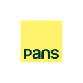logotipo minimalista amarillo con texto pans verde