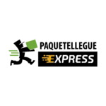 logo mensajero exprés con paquete verde
