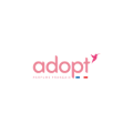 logo minimal rose «adopt» avec oiseau pixellisés
