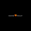 logo master poulet : emblème poulet orange minimaliste