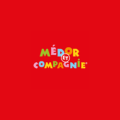 logo enfantin médor compagnie sur fond rouge