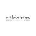logo minimal artesanal de sushi con tipografía manuscrita