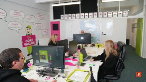 creative open plan office with team collaboration