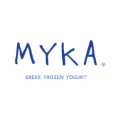 logotipo myka azul para yogur griego artesanal