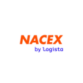 logotipo nacex naranja con leyenda por logista azul