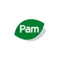 logo pam su foglia verde minimalista