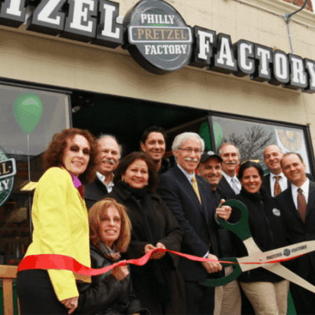 philly pretzel factory grand opening ribbon cutting