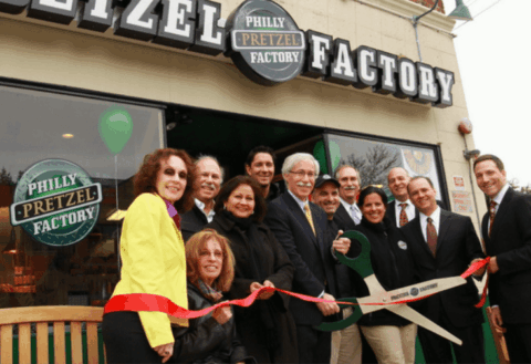 philly pretzel factory grand opening ribbon cutting
