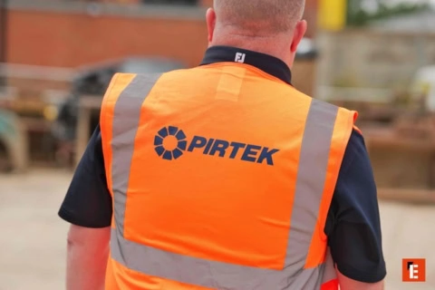 pirtek high vis orange safety vest rear view