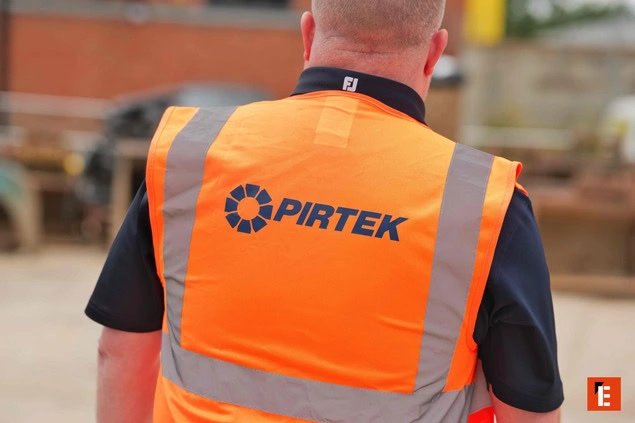 pirtek high vis orange safety vest rear view