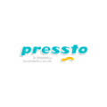 logo pressto turquesa y amarillo, estilo moderno