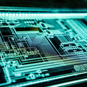 schema pcb circuito stampato ciano futuristico