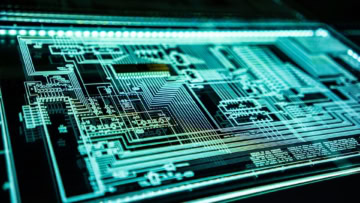 schema pcb circuito stampato ciano futuristico