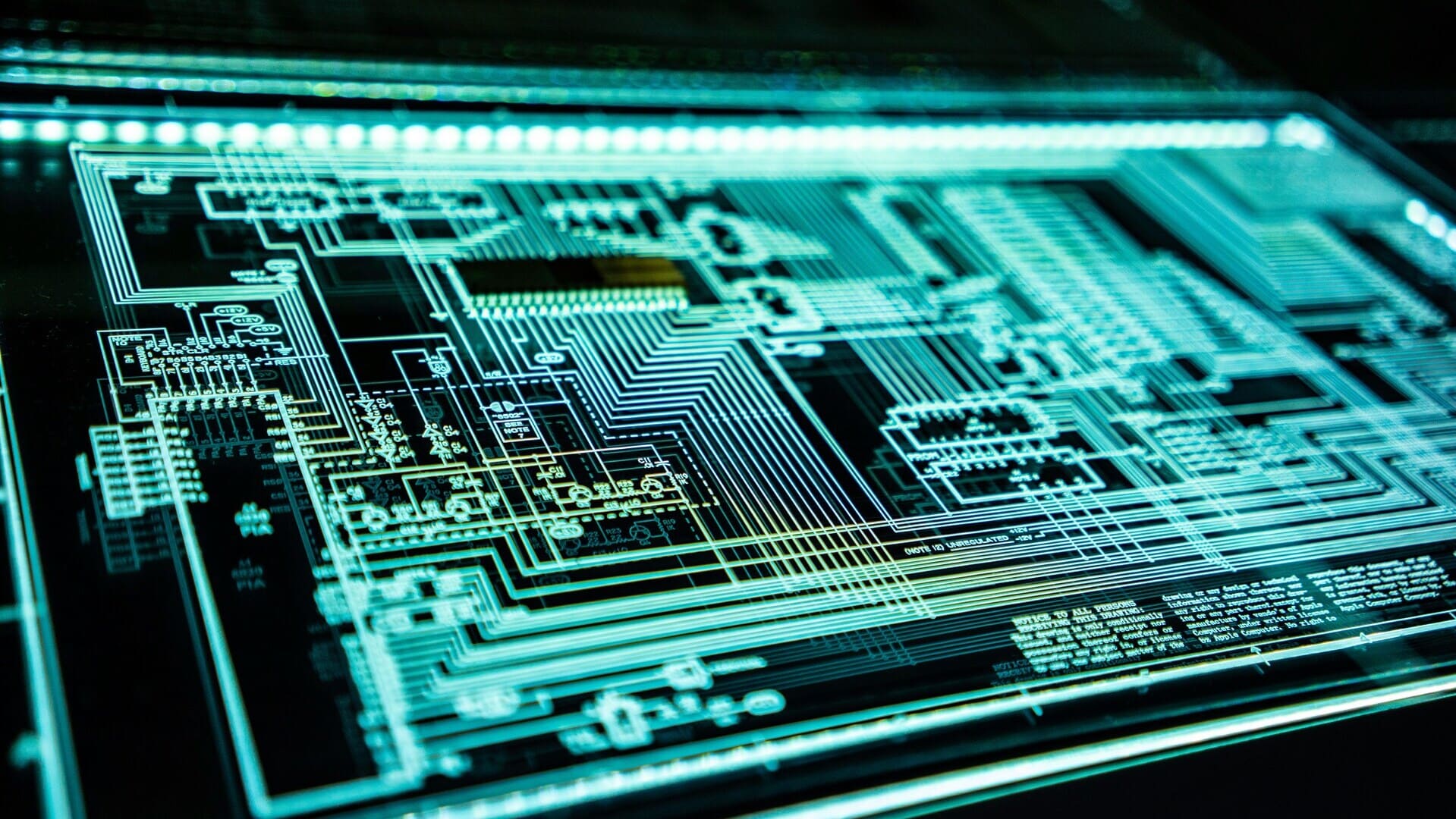 schema pcb circuito stampato ciano futuristico